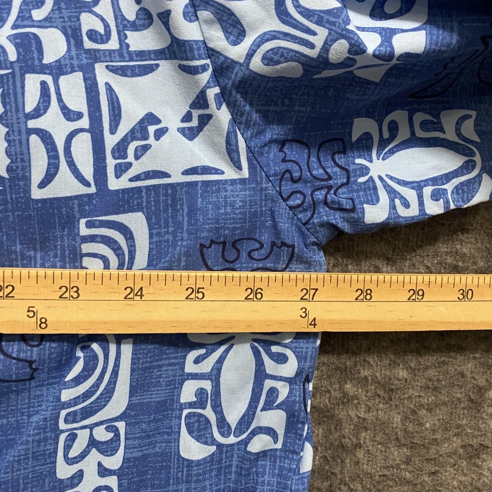 Hilo Hattie Shirt Mens 2XL Blue‎ Geometric Hawaiian Aloha Camp Resort Button Up - Picture 6 of 9